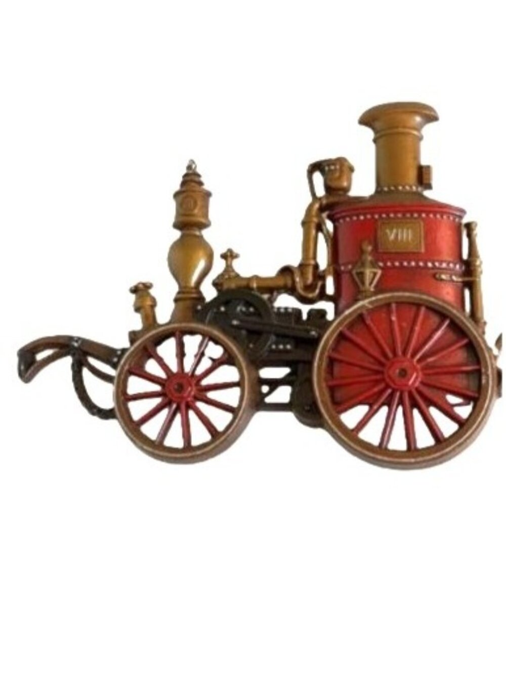 Vintage Sexton Steam Fire Engine Wall Plaque Red & Gold 13"x10" 1970